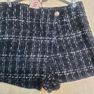 Women's Black Tweed Shorts